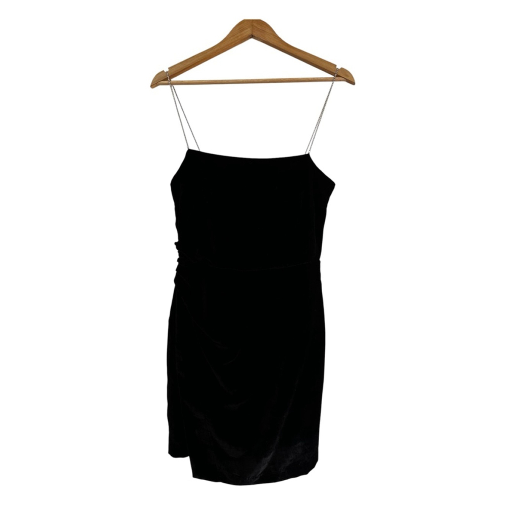 House of Harlow Velvet Mini Dress Rhinestone Strap Black Small